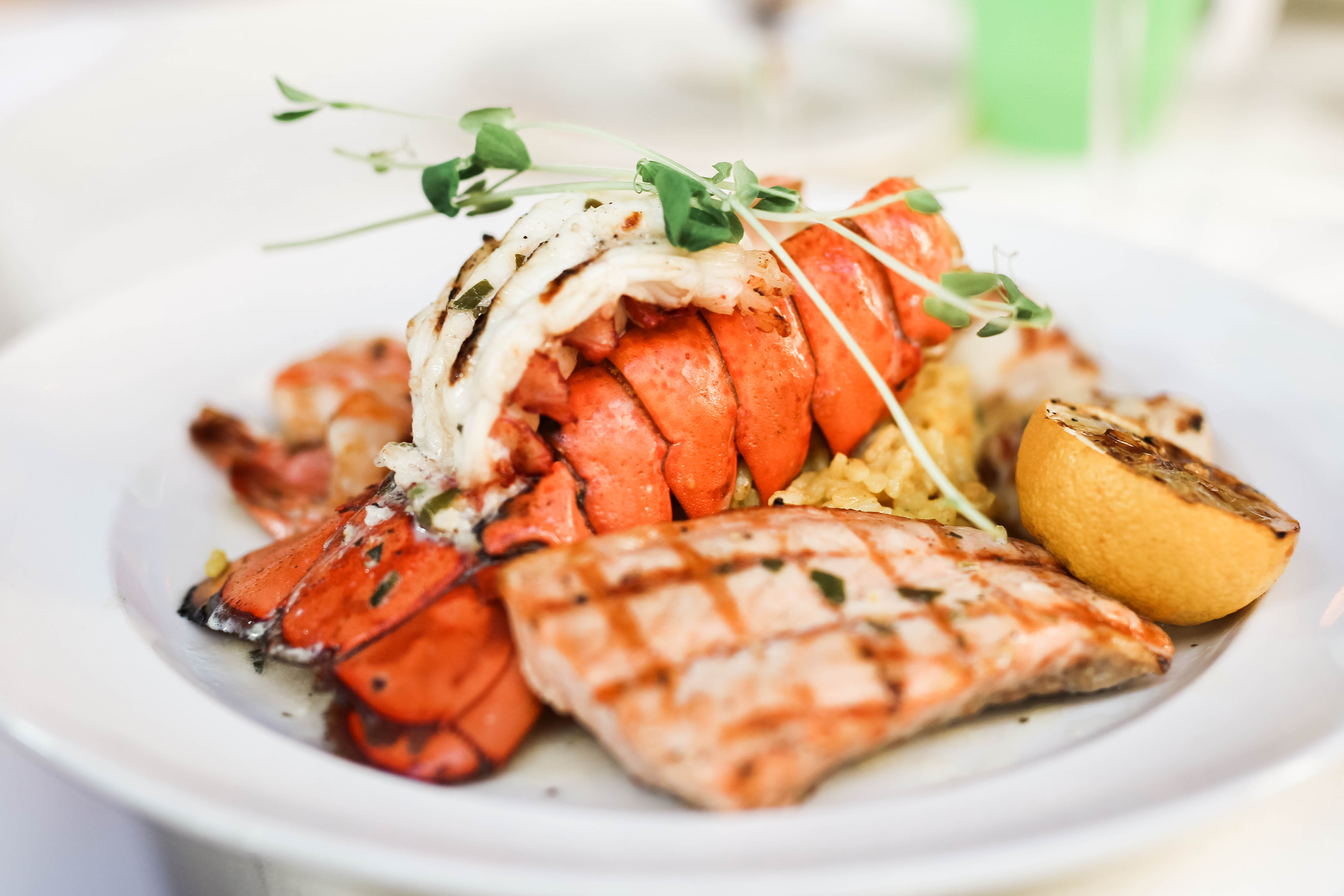 Grilled lobster and seafood with lemon