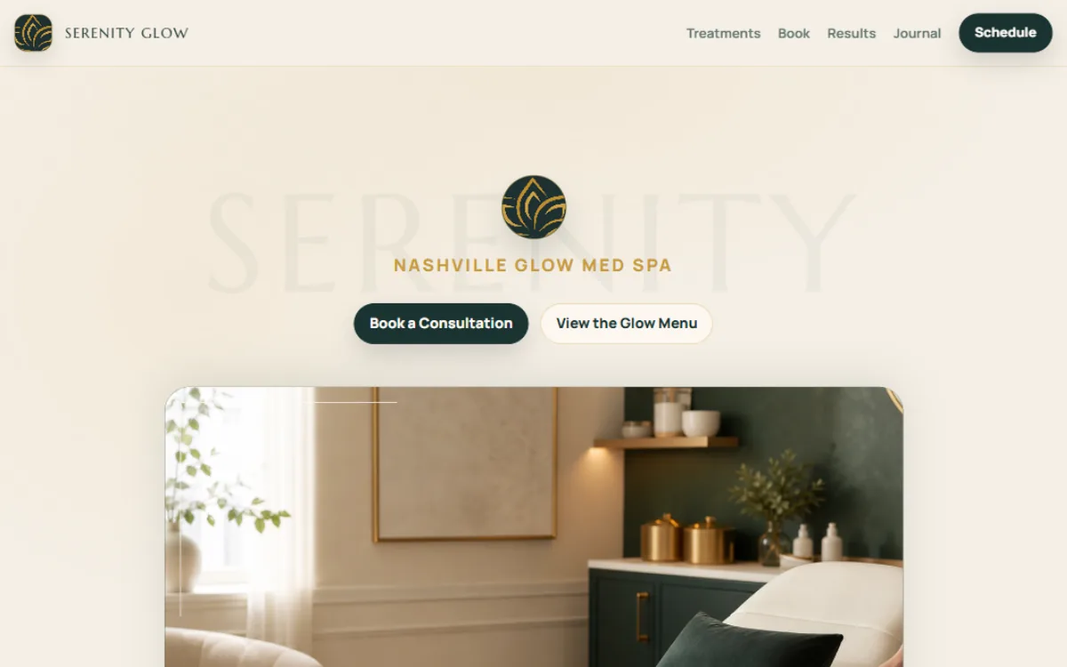 Serenity Glow Med Spa website preview